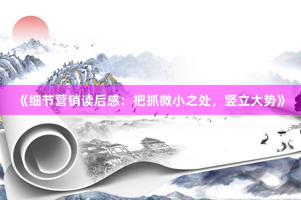 《细节营销读后感：把抓微小之处，竖立大势》